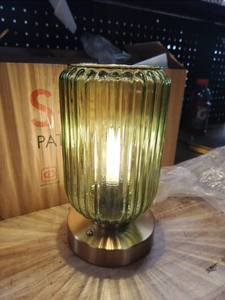 lot 5021 image: Ribbed Glass Table Lamp with Metal Base (packed in different box)