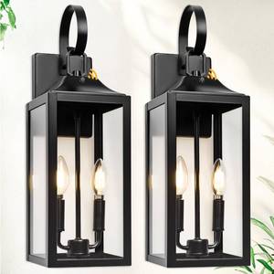 lot 5023 image: Yolsunes 19 Black Dusk to Dawn Outdoor Wall Light See Photos   Retail $129.99