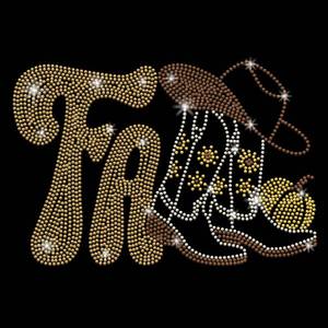 lot 5028 image: PLIGREAT Cowboy Boots Rhinestone Iron-On Transfer