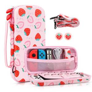 lot 5043 image: FANPL Nintendo Switch Carrying Case, Pink Strawberry