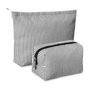 lot 6025 image: Huhumy 2-Piece Makeup Bag Set, Black Stripe