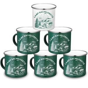 lot 7349 image: Baderke 6 Pcs Camp Bachelorette Enamel Mugs Bridesmaids Gifts,Badge
