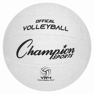lot 8312 image: Champion Sports Rubber Volleyball, Official Size, for Indoor and Outdoor Use - Durable, Regulation Volleyballs for Beginners, Competitive, Recreational Play - Premium Volleyball - White, VR4, 1 Set