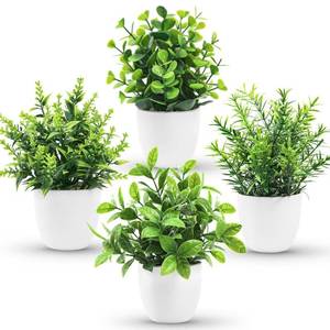 lot 8327 image: Der Rose 4 Pack Faux Plants Indoor Small Fake Plants for Bathroom Decor