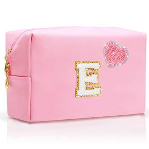lot 8330 image: Personalized Initial Makeup Bag With Bling Heart,Cute Makeup Organizer bag