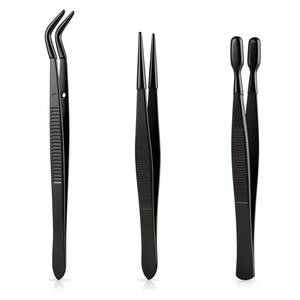 lot 8331 image: 3 PCS Rubber Tipped Tweezers, Tweezers for Crafting with Rubber Tips, Precision Crafting Tools for Jewelry, Stamps, Beads, And DIY Projects, Black