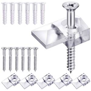 lot 8341 image: Blulu 20 Pack Glass Mirror Holder Clips for Wall Mounting