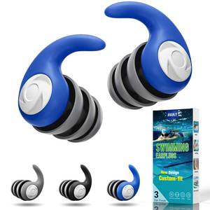 lot 8342 image: Waterproof Swimming Ear Plugs for Adults Kids, 3 Pairs Soft Silicone