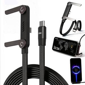 lot 8343 image: Hqyib 240W Braided Foldable Phone Stand Cord, Invisible Holder Charger Cable with Stand,T-Shaped Foldable Durable Type-C to Type-C for Smartphones & Tablets, 4.9FT