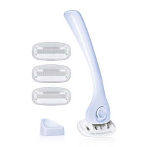 lot 8345 image: Billie Razors for Women Shave Kit Womens Razor  4 x 5-Blade Razor Refills  Magnetic Holder Cool Blue