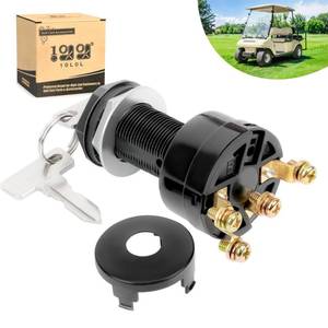 lot 8348 image: 10L0L 12 Volt Ignition Key Switch for Club Car DS, Limo, Turf, Carryall 1 & 2 1996-up Gas Golf Cart, OEM 101826301, 1012505