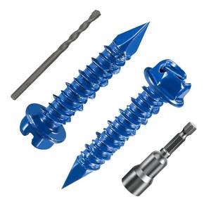 lot 8350 image: Wensilon(30 PCS) 316  1-14 Slotted Hex Concrete Screws Anchor Blue Hexagon Head for Anchoring to Masonry, Block or Brick Stucco