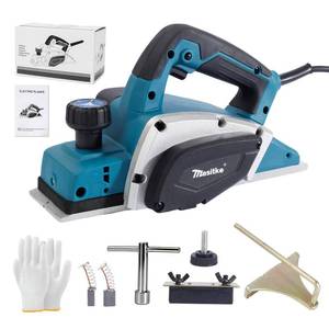 lot 9925 image: 3-14 Inch Electric Hand Planer, 16000RPM Power Handheld Planer Adjustable 0-2mm Cutting Depth, Edge Guide & V-Groove Wood Planer for Woodworking Construction DIY