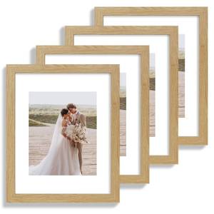 lot 9929 image: Hongkee 11x14 Picture Frame Set of 4, Made of Glass and Natural Oak Wooden Frame, Display 8x10 Pictures with Mat or 11 x 14 Posters without Mat for Wall Mounting, Gallery Photo Frames