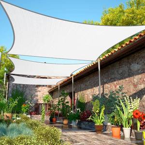 lot 9930 image: ShadeMart 14 x 18 White Rectangle Shade Sail for Patio