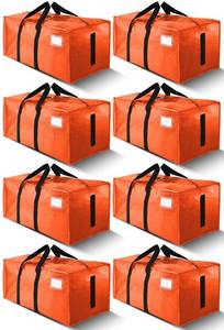 lot 9933 image: HOMESURE Supports 200lbs Heavy Duty Moving Bags - Strong Zipper & Wrap-Around Handles - Water-Resistant Storage Totes, Durable Alternative to Moving Boxes - 8 Pack - Orange
