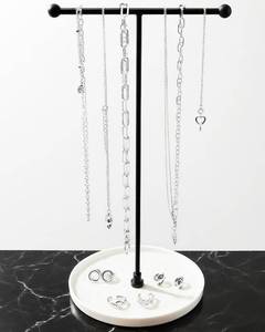 lot 9938 image: VROOMIUM Necklace Holder with Ceramic Base,1FT Height Stand,Cir.White