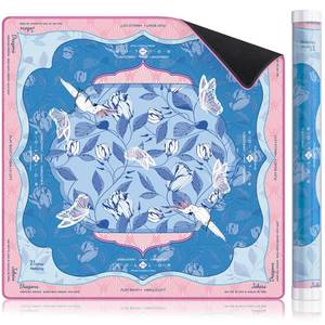 lot 9948 image: VIRORA MAHJONG Mat with Rules, Blue Mahjong Mat for Table, 3MM Non-Slip Rubber Noise Reduction Mah Jong Mat, 32.7x32.7in Rolled No Creases Waterproof Mah jongg Table Cloth for Mah Jong & Card Games