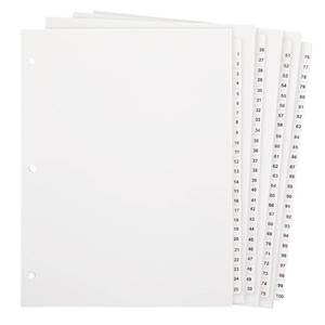 lot 9952 image: Yeaqee 101 Numbered Tabs for 3 Ring Binders, Letter Size Numbered Dividers 3 Hole Punched White Binder Index for File Notebook 8.5 x 11 Inch