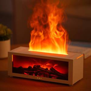 lot 9956 image: YALEDI Essential Oil Diffuser, 7 Colors Fireplace Flame Fire Oil Diffuser, 150ml Ultrasonic Aromatherapy Humidifier, Scent Diffuser with Remote Control & Timer for Home,Bedroom,Office,Yoga (White)