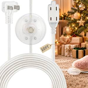 lot 10379 image: Zlierop Clear Extension Cord with Foot Switch 10FT, 3 Outlet Flat Plug