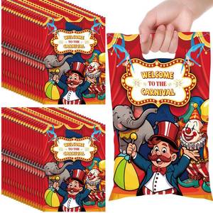 lot 10382 image: Panelee 50 Pcs Welcome to the Carnival Plastic Goody Bags with Handles