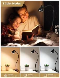 lot 10383 image: LiFMIRA Clip-on Reading Light - 3 Color Modes, 10 Dimmable Brightness,Black