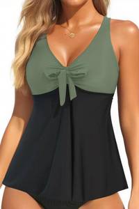 lot 10395 image: Womens Flowy Tankini Top Modest Loose Fit Bathing Suit Swim Top Only