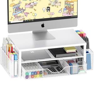 lot 11225 image: OPNICE 2-Tier Monitor Stand With Drawer
