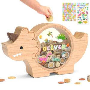 lot 11226 image: Summidate Wooden Dinosaur Piggy Bank Large