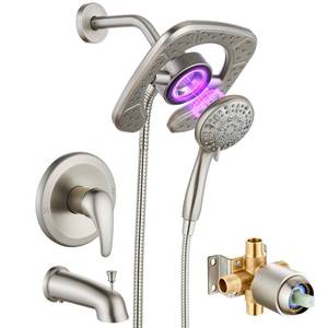 lot 11231 image: Usperno High Pressure Shower Tub Faucet Set with Dual 2-in-1  Retail $169