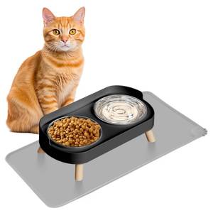 lot 11237 image: HIAIEVIY Elevated Cat Bowl Set with Stainless Steel Bowls