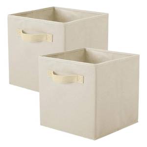 lot 11242 image: PowerKing Collapsible Storage Cubes, Cream, 2 Pack