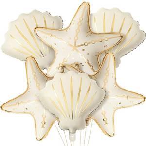 lot 12217 image: Gejoy 6 Pc Seashell and Starfish Balloon Set