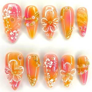 lot 12231 image: Sevgob Press On Nails Medium Almond 3D Flower 24pcs