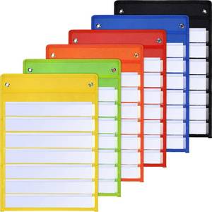 lot 12248 image: Leinuosen 6 Pack Magnetic Pocket Chart Set with Dry Erase Cards