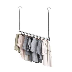 lot 14248 image: Yeetburg Adjustable Hanging Closet Rod, Chrome