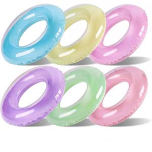 lot 14249 image: ShinyRelief Inflatable Pool Floats 32in Macaron 6-Pack