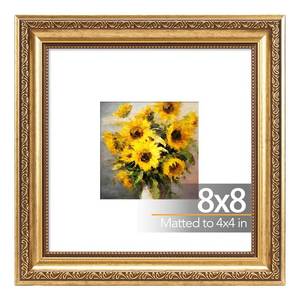 lot 14255 image: JCJMY 8x8 Vintage Picture Frame with 4x4 Mat, Gold
