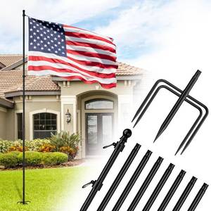 lot 17043 image: ZMTECH 10 Ft In-Ground Flag Pole with 5-Prong Base