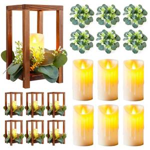 lot 17056 image: Neoflavie Wooden Wedding Lantern Centerpiece Set 6-Pack