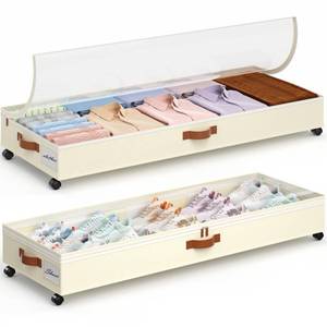 lot 17057 image: Yecaye 85L Under Bed Storage Containers with Wheels, 2-Pack