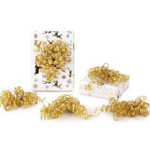 lot 18197 image: LIZLOVESS 6 Metallic Gold Curly Ribbon Bows - Pack of 6