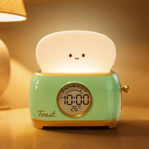 lot 18199 image: Aokpsrt Toast Alarm Clock with Night Light, Rechargeable