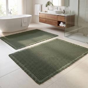lot 18204 image: ZVFFDG Waffle Bath Mat Set, 2-Piece Olive Green