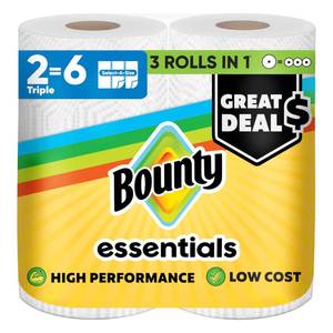 lot 18238 image: Bounty Essentials Select-A-Size Paper Towels, White, 2 Triple Rolls
