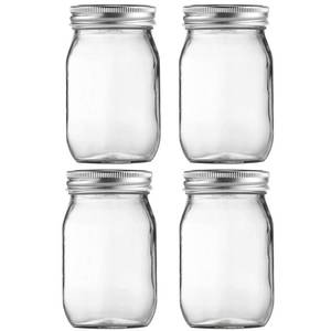 lot 19249 image: Glass Mason Jars, 16oz Regular Mouth Canning Jar with Airtight Lids, 4 Pack
