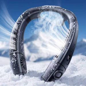 lot 19262 image: FUGUIFA Neck Air Conditioner Fans That Blow Cold Air, 6000 mAh Battery Operated Wearable Cooling Device Fan, Bladeless, Rechargeable Fan, Black