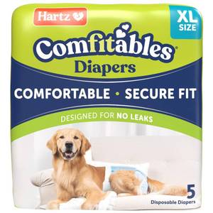 lot 20014 image: Hartz Comfitables Disposable Dog Diapers, Size XL 4 count, Comfortable & Secure Fit, Easy to Put On, Super Absorbent Male and Female Diaper