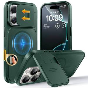 lot 20023 image: TOCOL for iPhone 16 Pro Case with Slide Camera Cover, Kickstand and Camera Control Button, Fit for MagSafe, Rugged Solid Phone Case, Non-Slip, Drop Protection, Alpine Green